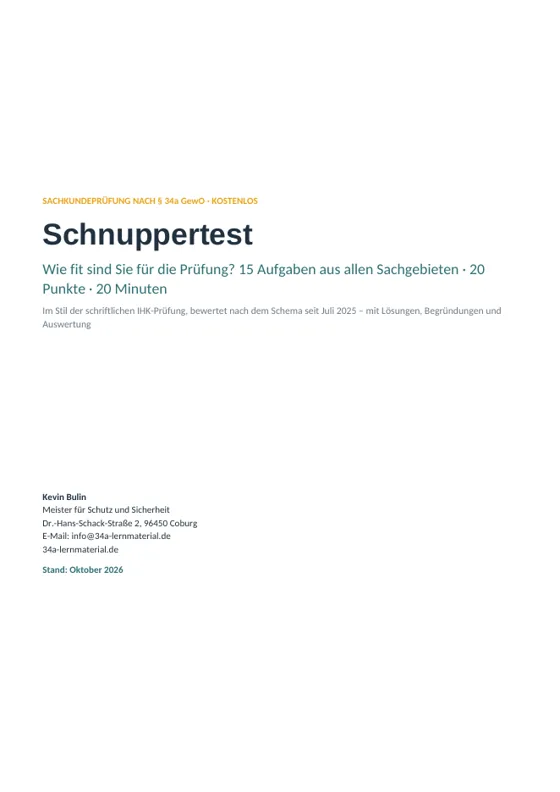 Titelseite des Schnuppertests